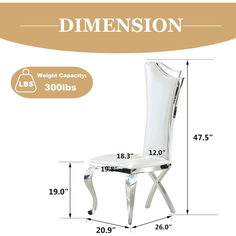 Kovanes Solid Back Upholstered Side Chair Dining Chair, Silver, White