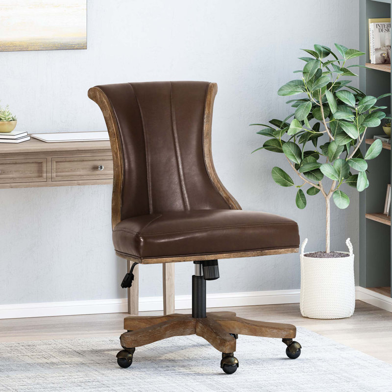Chaise de bureau pivotante et relevable, Brun, Brun