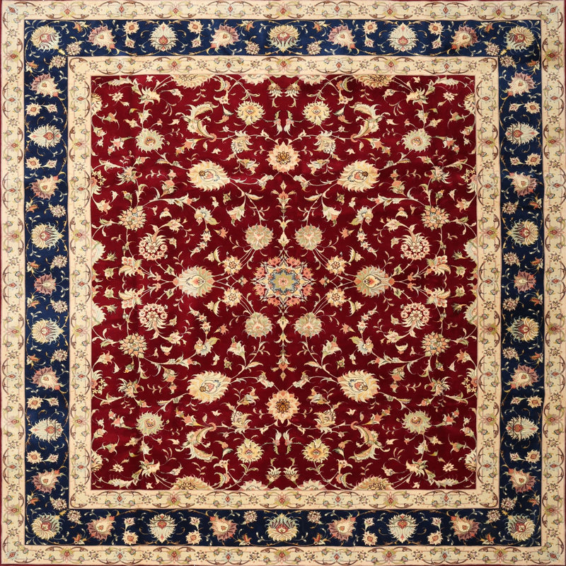 Tapis traditionnel rouge / noir Grimson, Carré 6 pi