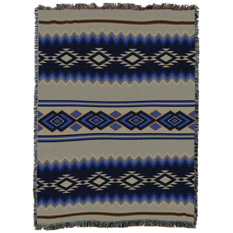Jeté en coton Pure Country Weavers, Gris / bleu / brun marocain