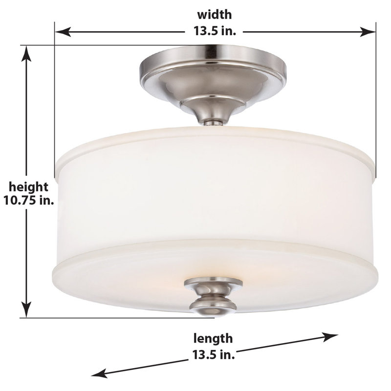 Three Posts Everlee With Etched White Semi Flush, Brushed Nickel