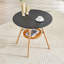 Table de salle à manger circulaire de 31,5 pouces de diamètre, plateau en panneau de fibres à densité moyenne noir, pieds en bois massif, avec structure de panier de rangement suspendue. Une table basse décontractée pouvant accueillir de 2 à 4 personnes.-1549637197