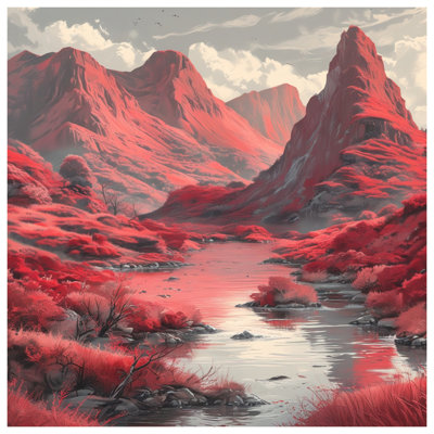 Red Mountain Landscape Blankets
