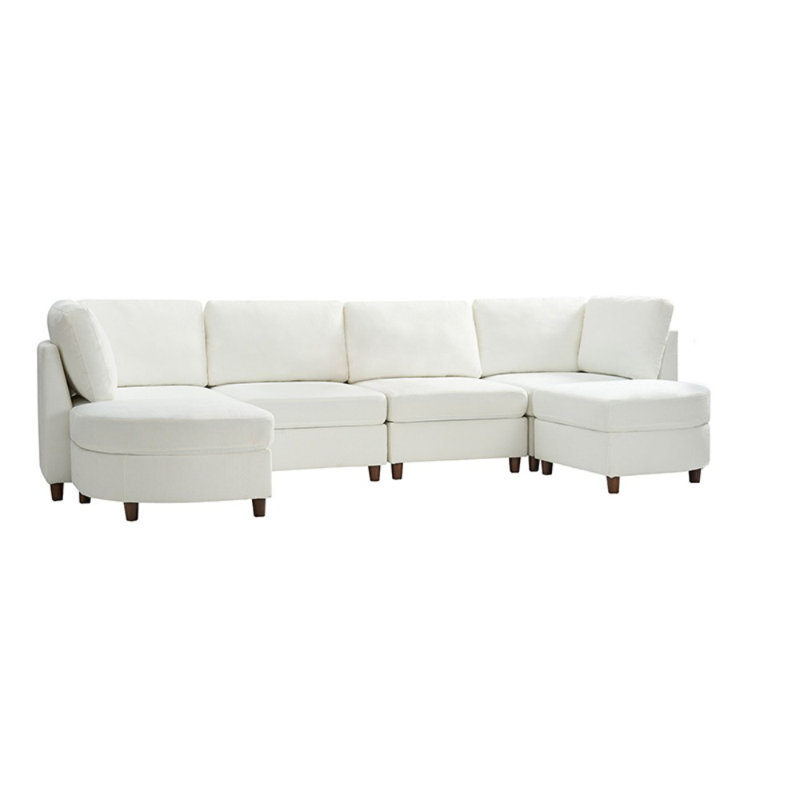 Johannes 6-Seater Chenille Corner Sofa with Under-Seat Storage, Ivory