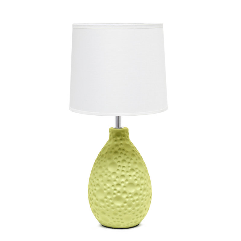 Lampe de table ovale en céramique texturée, Vert