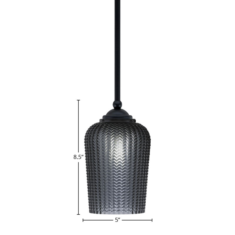 Mini-luminaire suspendu suspendu Zilo, fini granit foncé avec verre de 5 po, Noir mat