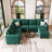 Shavera 6 - Piece Velvet Sectional Sofa L Shaped Modular Couch Living room Corner Sofa with Storage Ottoman-1981775660