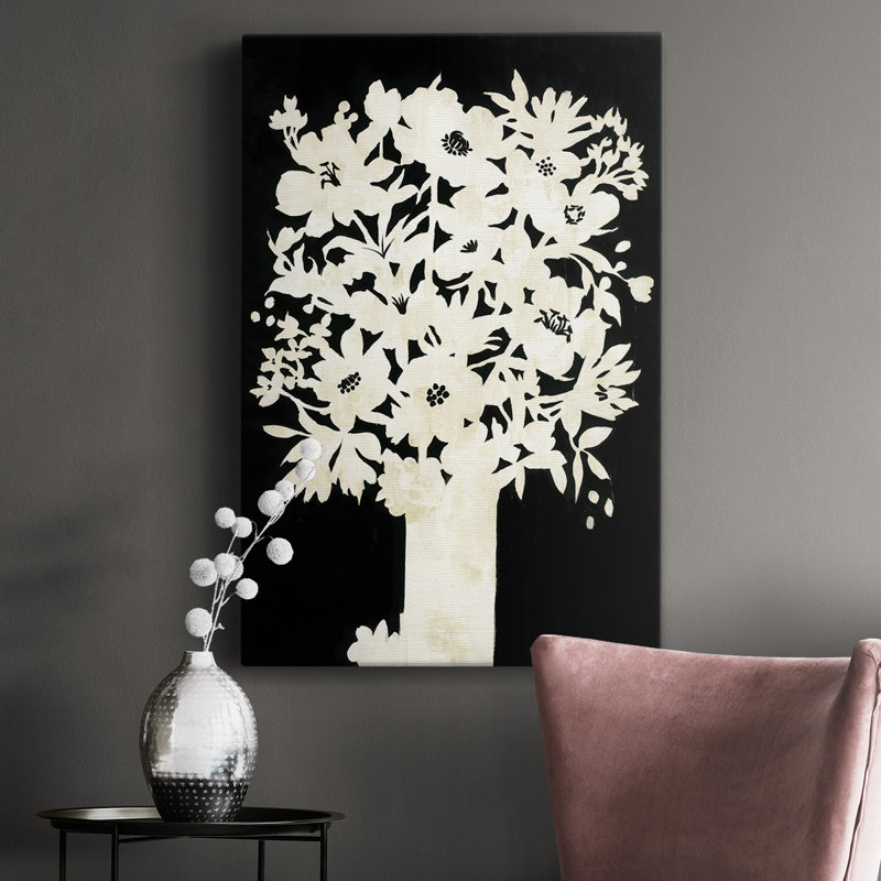 Toile tendue avec châssis Premium Floral Silhouette, H 12 po x l 8 po x P 1 po