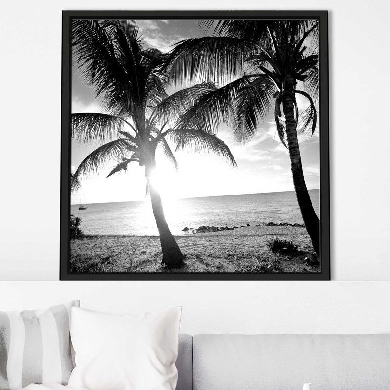 «BW Bimini Sunset I (Square)» par Susan Bryant, reproduction, Cadre flottant noir, H 21,5 po x l 21,5 po x P 2 po