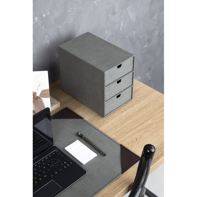 Ingrid 9.9" Grey Fiberboard Stackable Desk Organizer