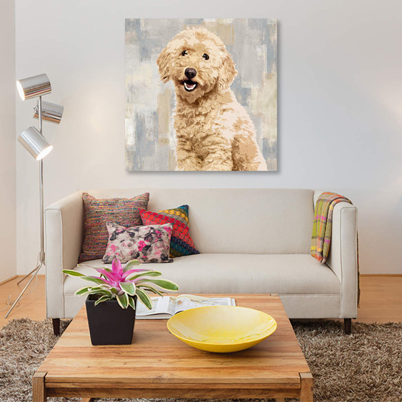 «Poodle», reproduction sur toile, H 12 po x l 12 po x P 0,75 po, Pas de tapis, Toile tendue
