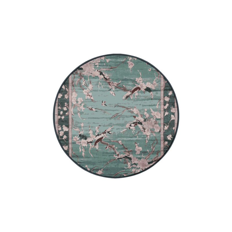 Machine Washable Gray Area Rug, Round 3'