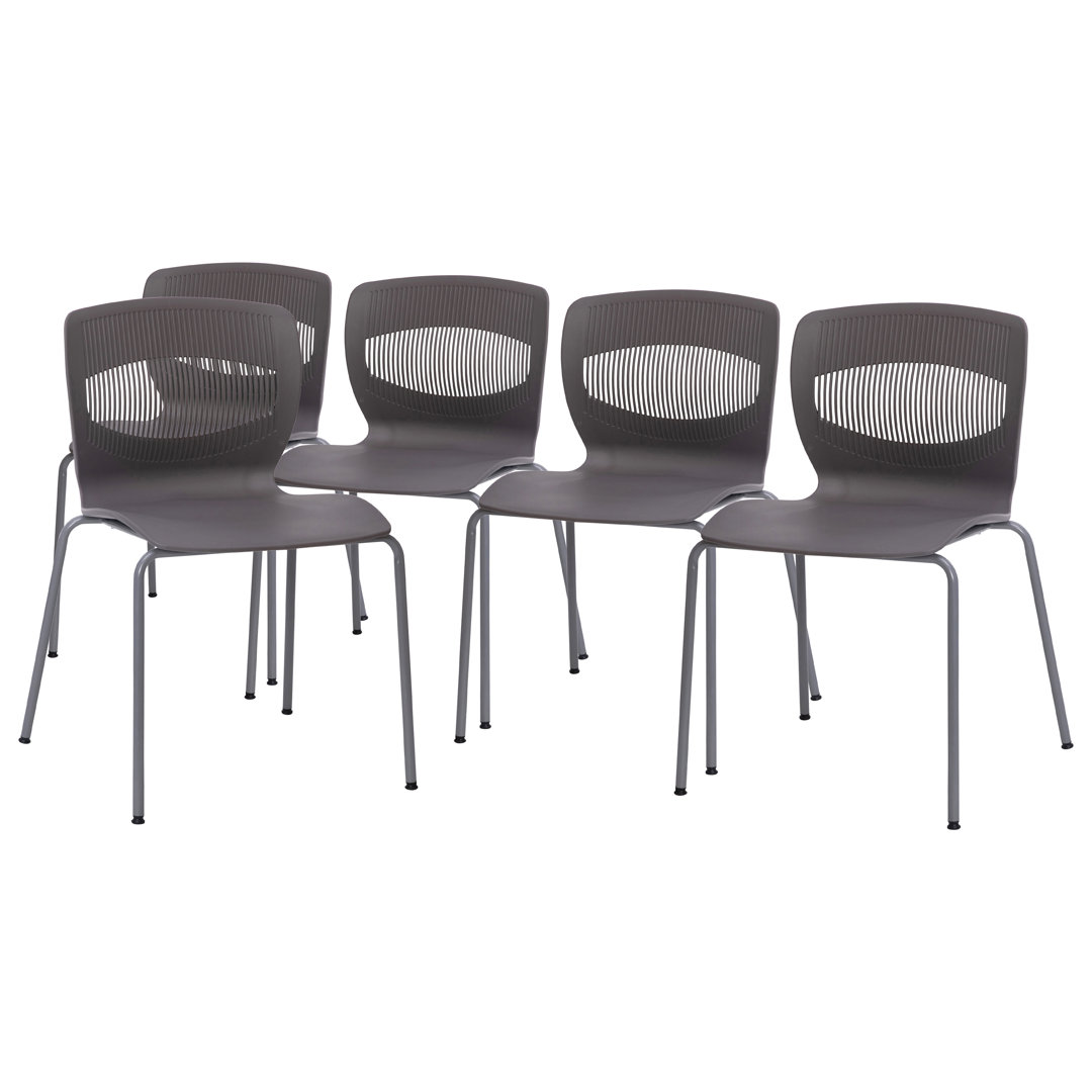Hercules Series Commercial 770 LB. Capacity Plastic Stack Chair with Lumbar Support (Set of 5) Flash Furniture Seat 