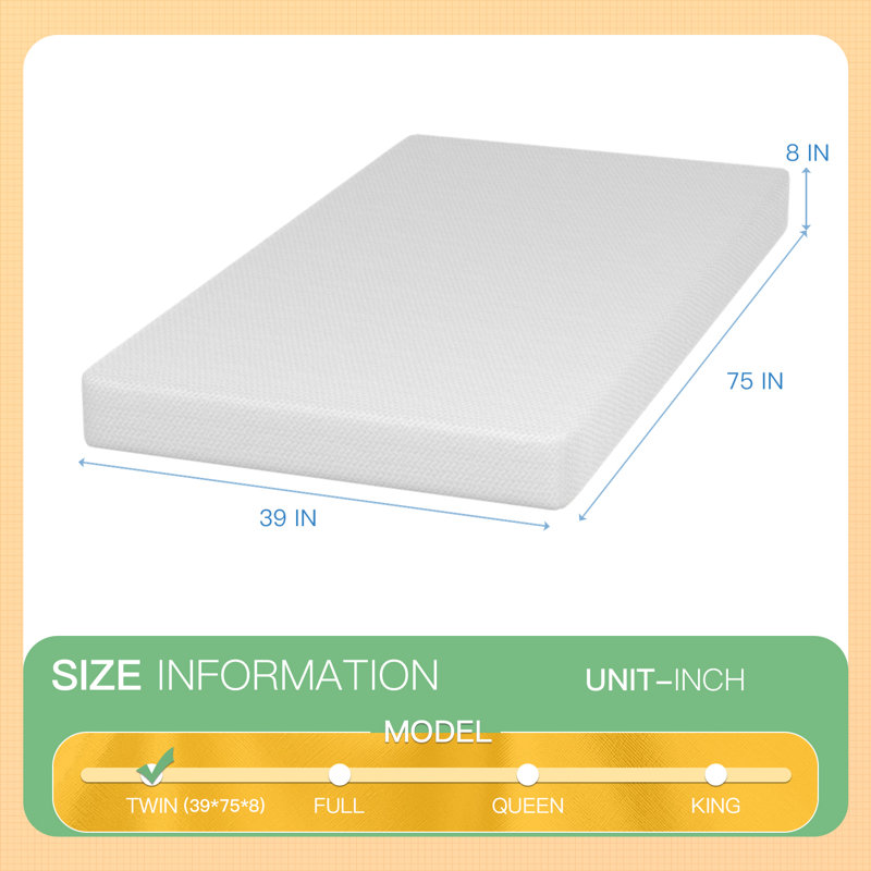 Alwyn Home Metompkin Medium Memory Foam Mattress, Twin, 8"