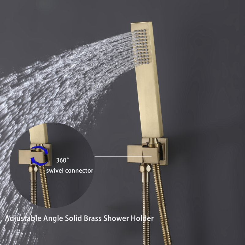 Système de douche thermostatique complet avec valve brute, Or brossé