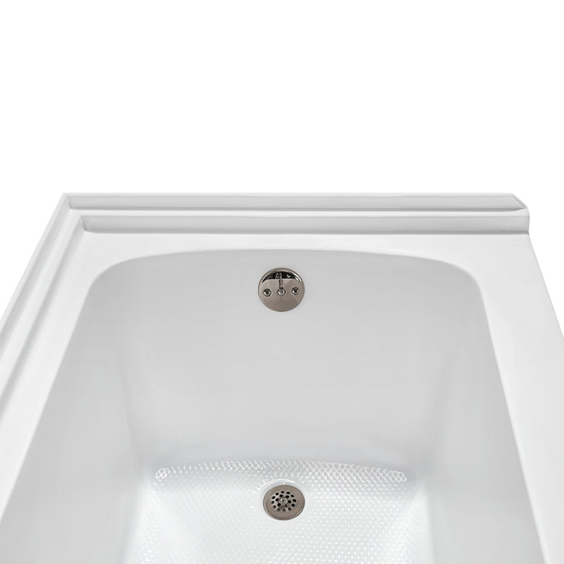 Streamline 66 in. x 32 in. Acrylic Right-Hand Drain Alcove Bathtub in Glossy White With External Drain, Brushed Nickel