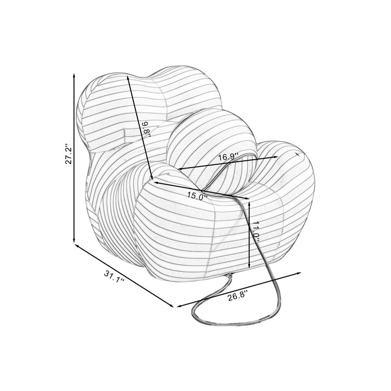Fauteuil demi-tonneau avec repose-pieds de 27,2 po Zanelle, Polyester noir