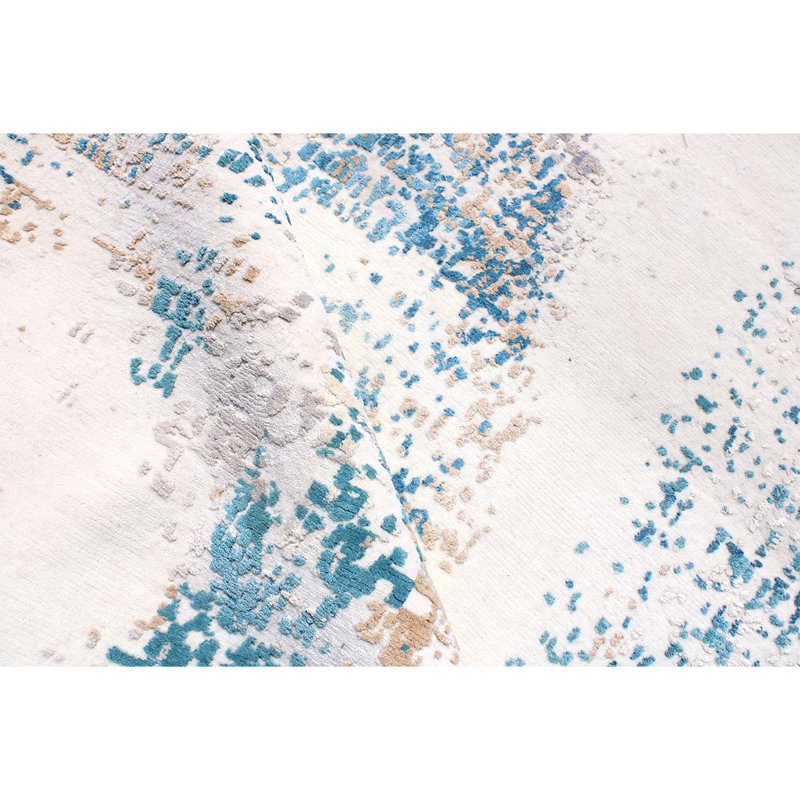 Abstract Area Rug in Green, Rectangle 10' x 14'
