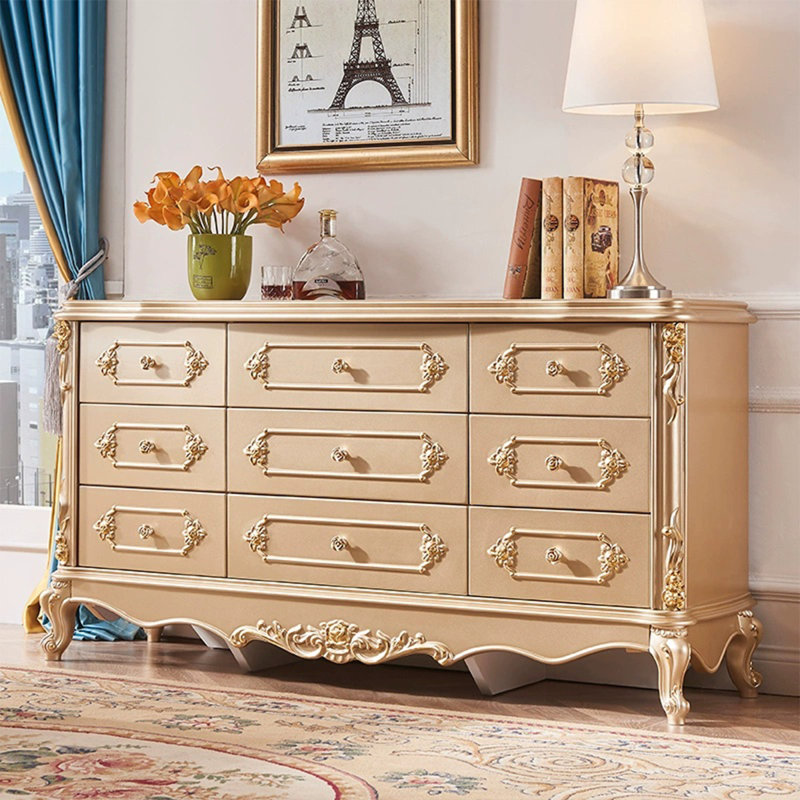 Armoire d'appoint en or massif et bois manufacturé, Doré