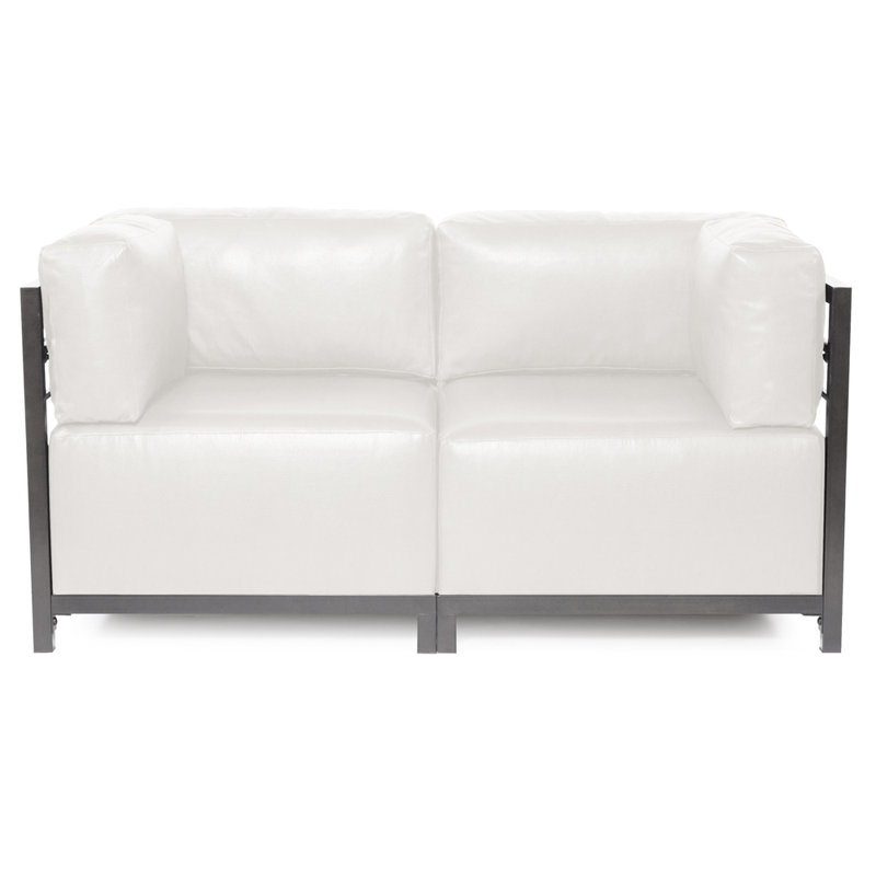 Fauteuil de chambre Woodsen, Titane, Simili cuir blanc