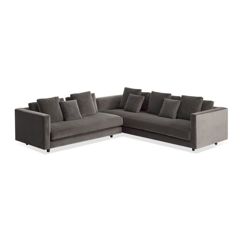 Hands Down Sectional, Camel Velvet/Sanford Navy, Left Hand Facing, Tofte Navy Polyester Blend