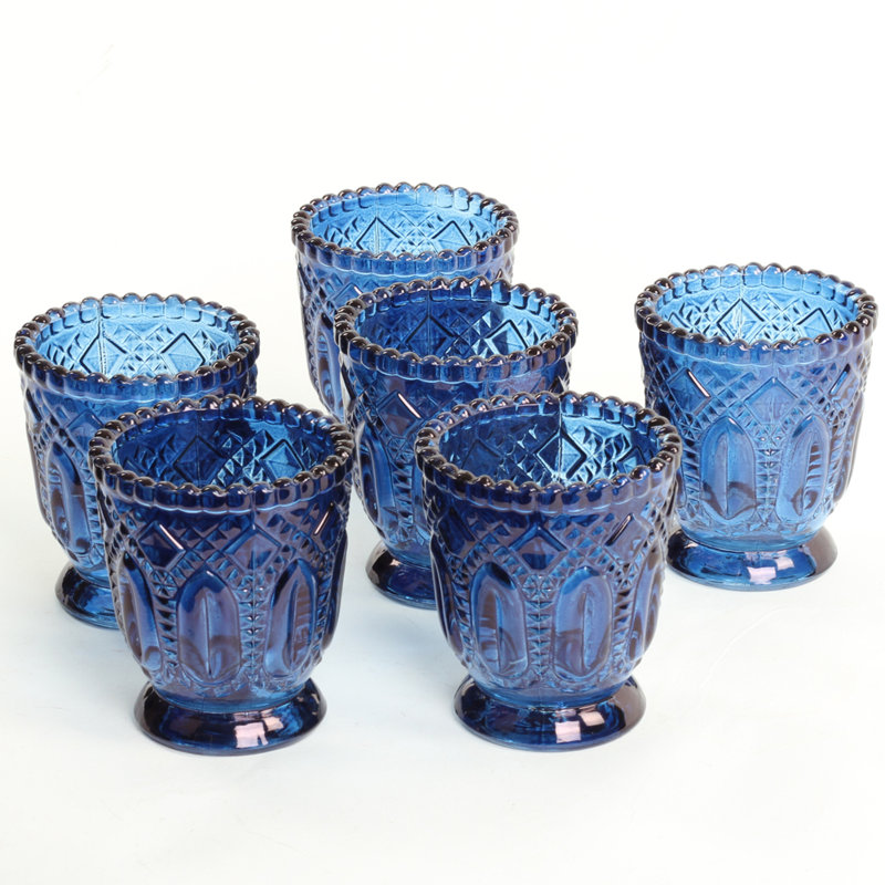 3'' H Glass Tabletop Votive Holder, Navy Blue