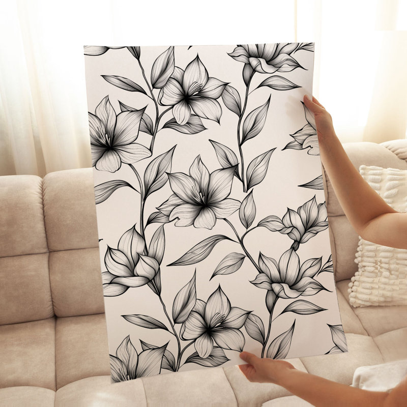 «Floral Floral Dreams», impression d'art moderne sans cadre noir et blanc, H 10 po x l 8 po