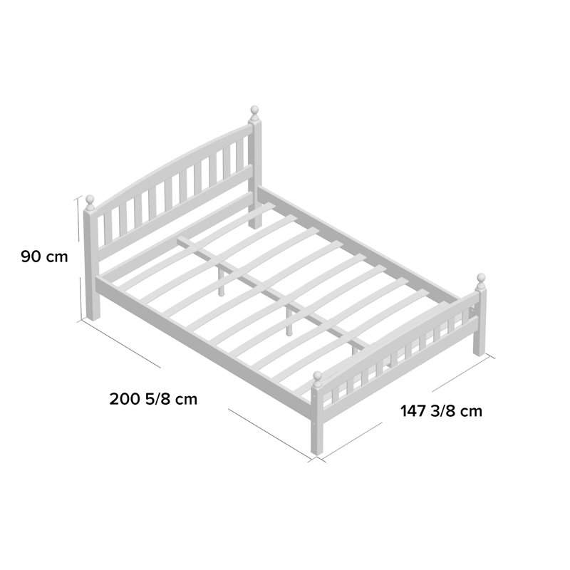 Beeson Solid Wood Bed, Double (4'6), White