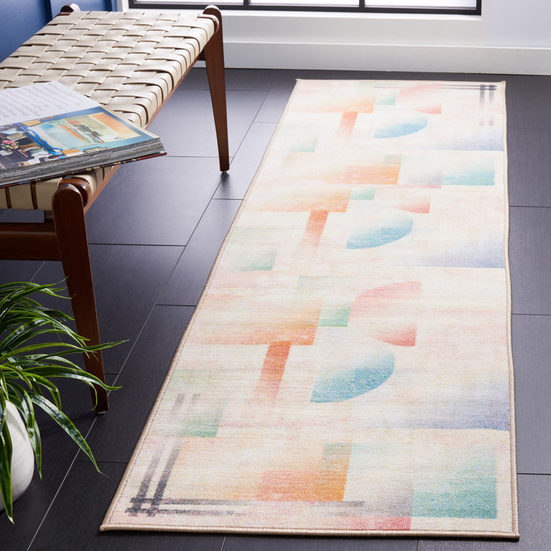 Nichalous Performance Machine Washable Geometric Rug, Runner 2'2" x 8'