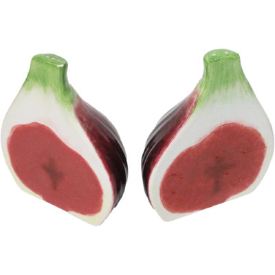 Realistic Ceramic Purple Fig Halves Salt And Pepper Shakers Figurine Set