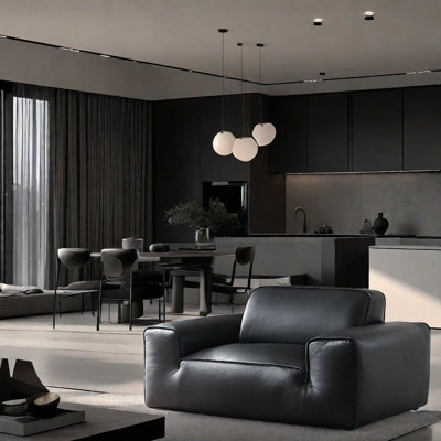 Italian Minimalist Black Sofa