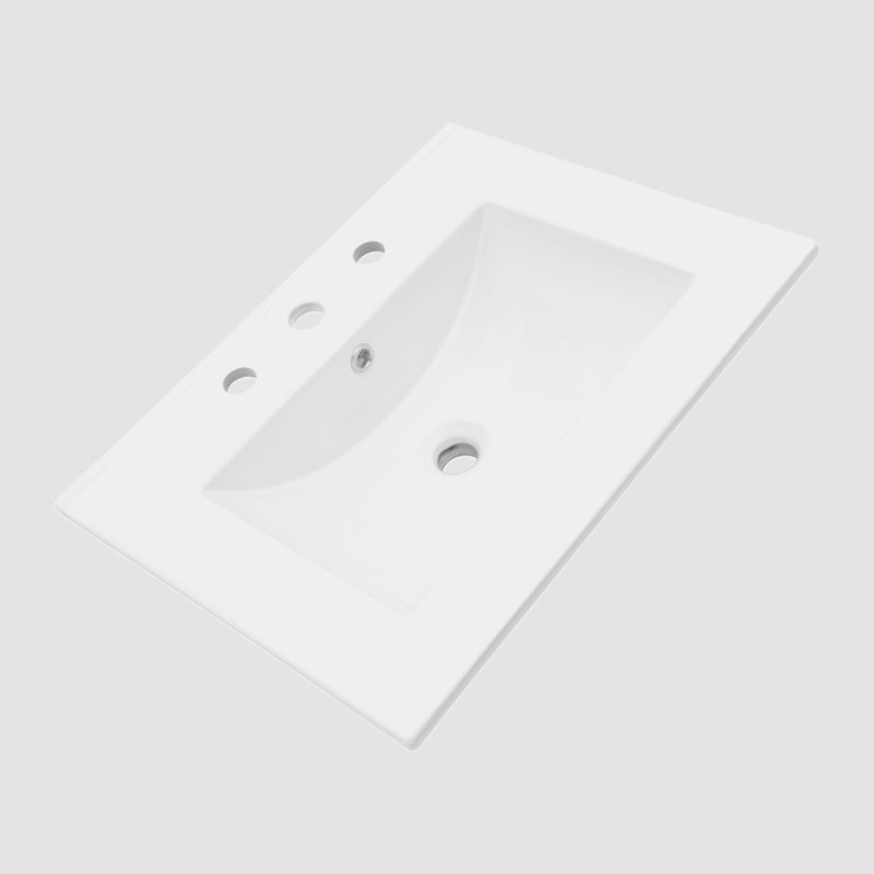 Lavabo de salle de bain rectangulaire en céramique avec trop-plein 18 "Go Peak Track