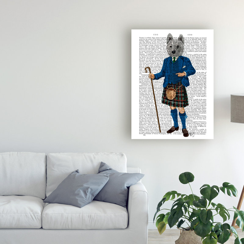 «West Highland Terrier in Kilt», reproduction d'impression sur toile tendue, H 47 po x l 35 po x P 2 po