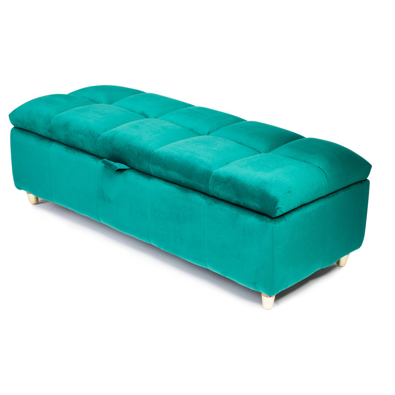 Agnes Upholstered Storage Bench, Emerald