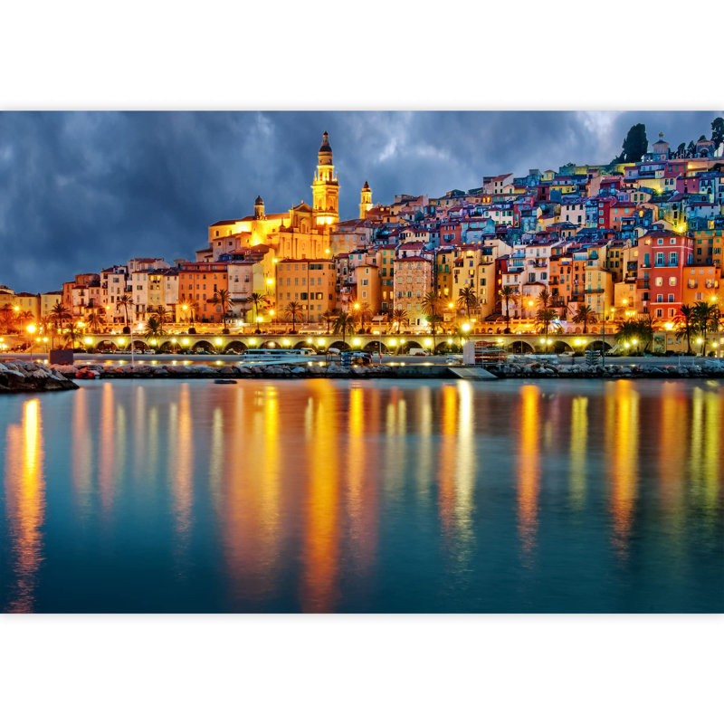Grand papier peint auto-adhésif Provence Village Menton, L 66 po x l 96 po