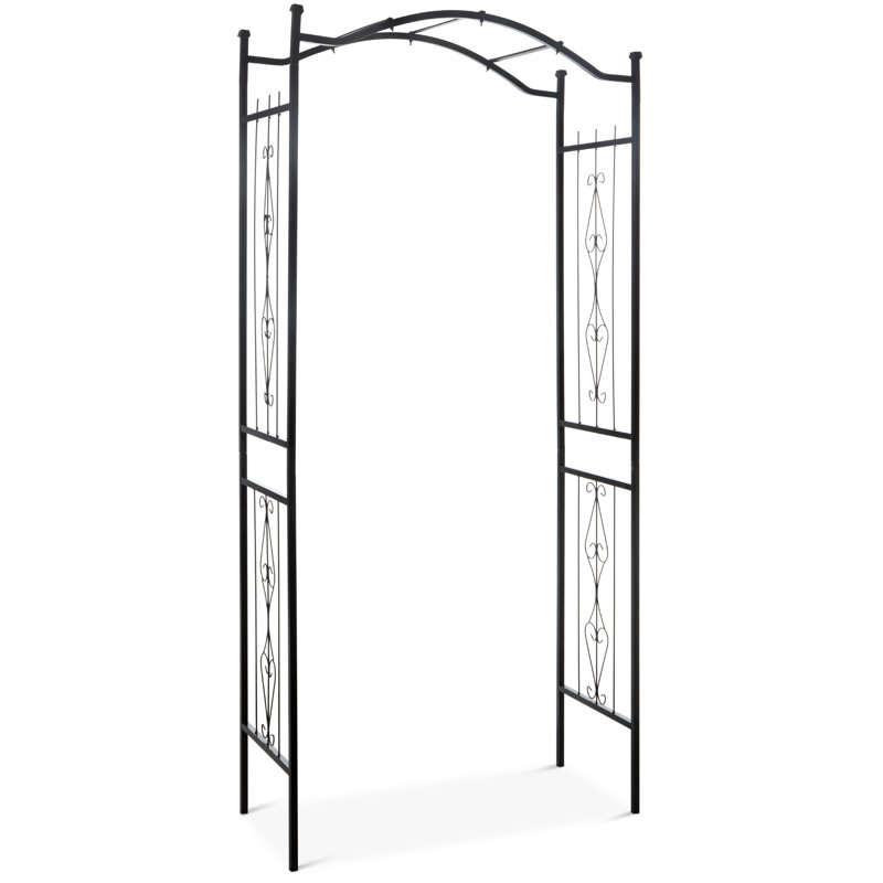 Black Steel Garden Arch Arbor with Wire Lattice for Climbing Plants