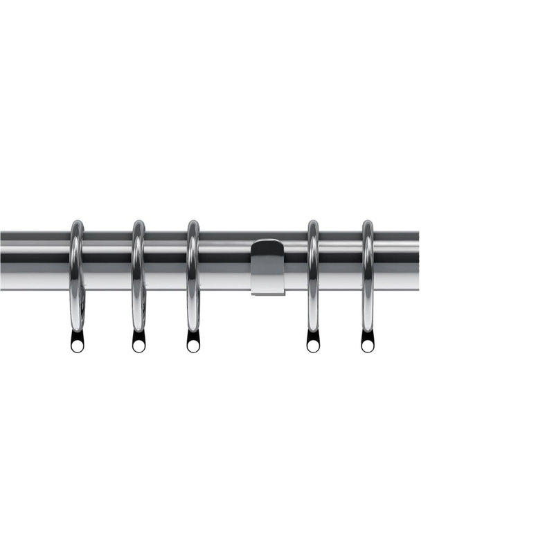 Raigyn 35mm Semi Complete Curtain Pole, 6.5cm H x 200cm W x 13.5cm D, Chrome