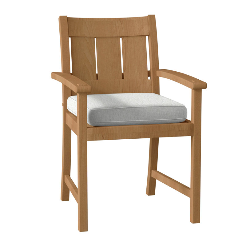 Croquet Teak Patio Dining Armchair with Cushions, Natural Teak, Welt, Bali Pearl