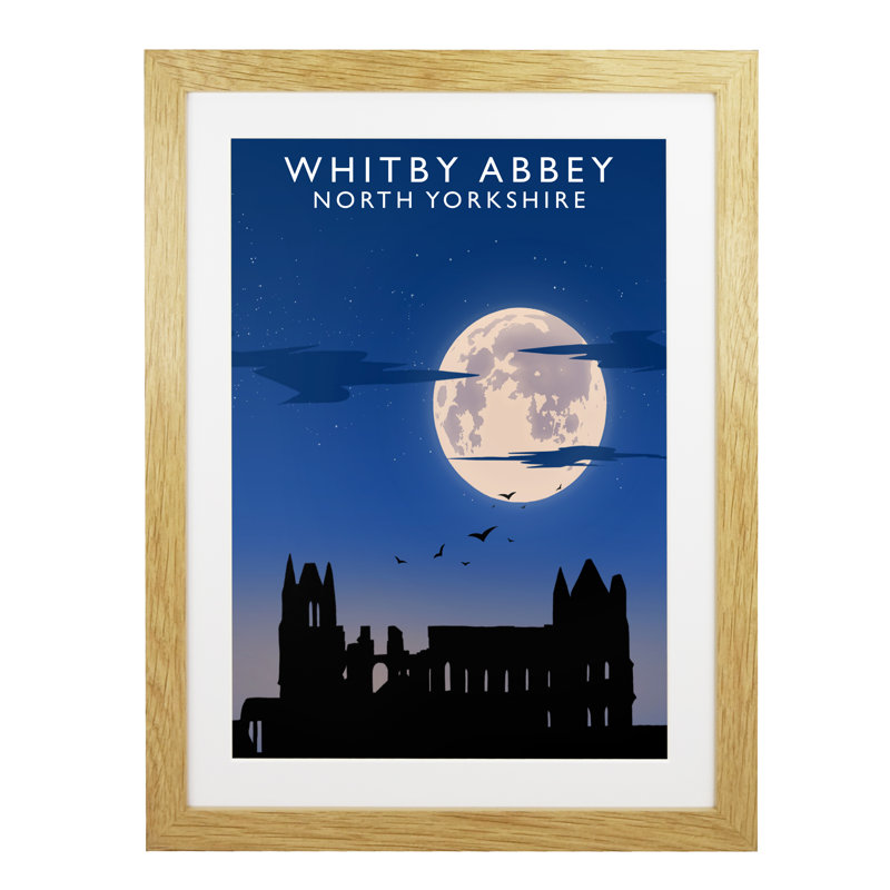 Whitby Abbey (Night) 1 Piece Wall Art, 43.5 cm H x 33.5 cm W x 2.2 cm D, Oak Wood Frame