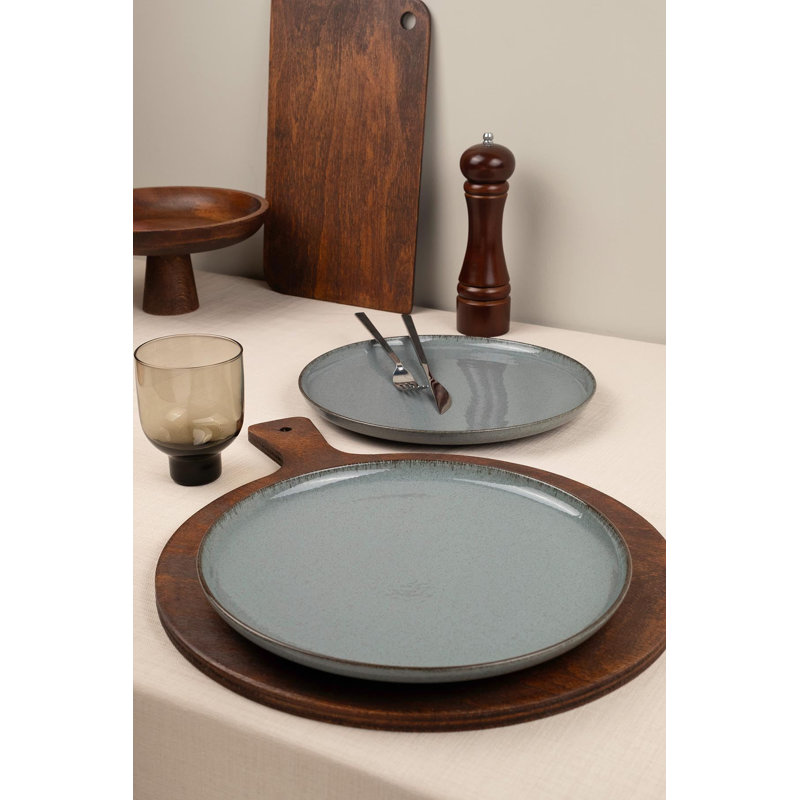 Ensemble de 6 assiettes de service rondes 100% porcelaine 6 pièces, Bleu