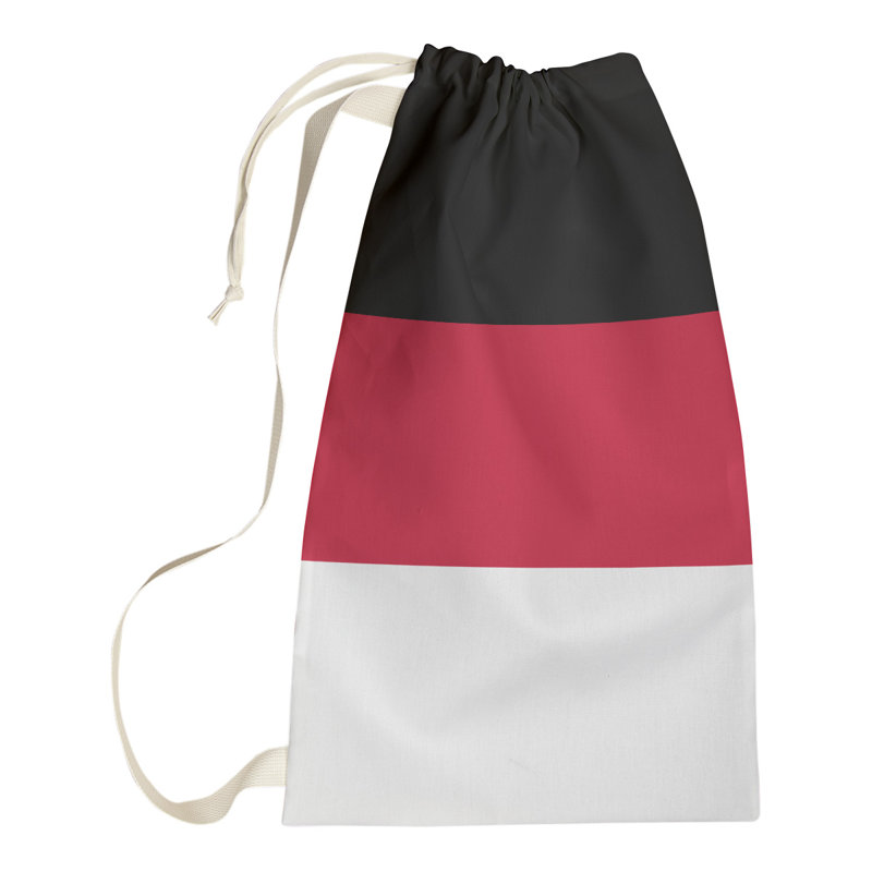 Fabric Laundry Bag with Handles, Small ( 29" x 18" x 1.5"), Black/Red/White