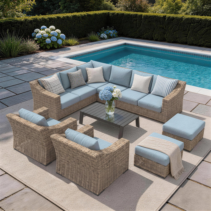 Jannie 9-Piece Seating Set, Tan, Blue, No