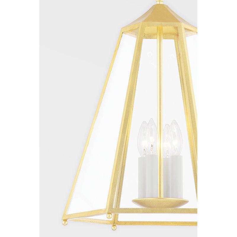 Lustre géométrique à 4 lumières, Feuille d'or