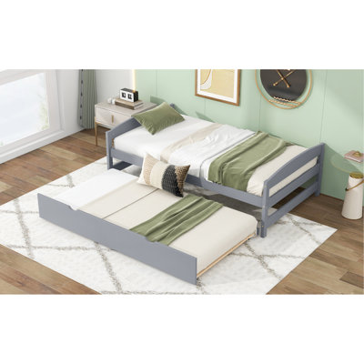 Lit plateforme simple avec lit gigogne gris utilitaire - Amélioration de l'efficacité de la chambre à coucher