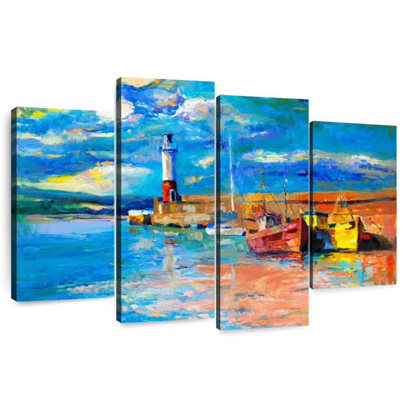 Phare et bateaux Mehar, H 32 po x l 52 po