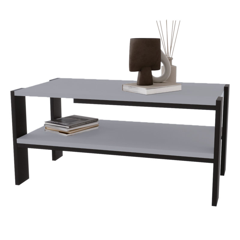 Lurine Four Leg Coffee Table with Storage, Szary