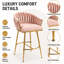 Tabourets de bar touffetés Glam (ensemble de 2) - Tabourets de comptoir rembourrés avec pieds en métal doré pour cuisine et salle de bain-1436758015