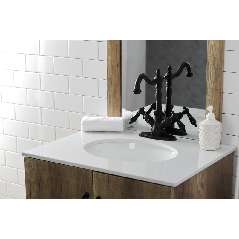 Kingston Brass Duchess Two-Handle 1-or-3 Hole Deck Mount Bathroom Faucet with Brass Pop-Up, Matte Black