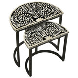 Andrene Black and White Half-moon 2-Piece Nesting Tables