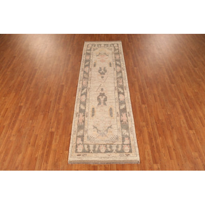 Isabelline Vegetable Dye Oushak Turkish Runner Rug 3x10